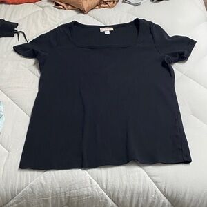 Elegant Black Short Sleeve Women's Top